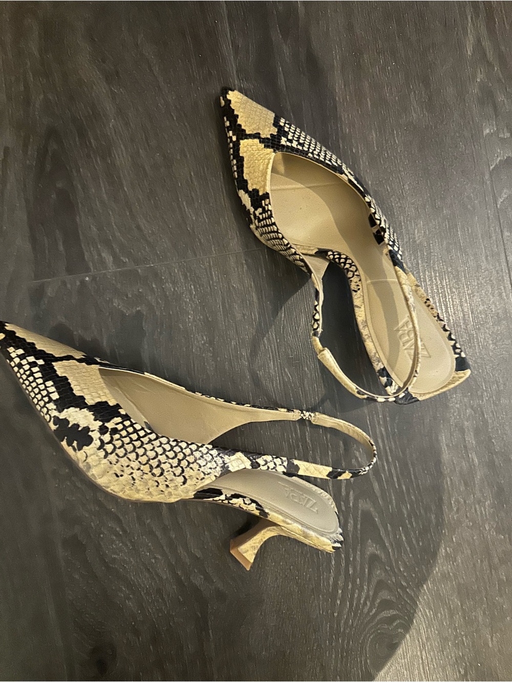 Zara snake print Slingback Kitten Heels